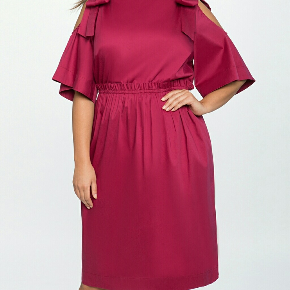 + Eloquii Blue Bon Nuit cold shoulder dress(#49)